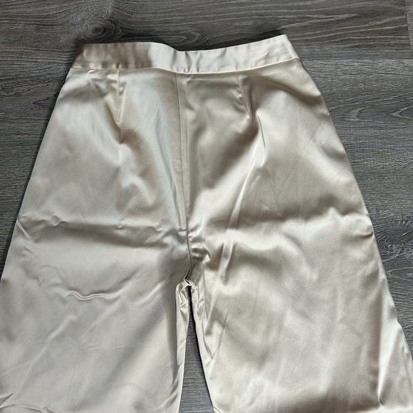 Jonathan Simkhai Duchesse-Satin Bootcut Pants High Rise in Goldish Cream Sz 8 - Picture 7 of 14